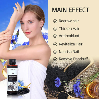 100ml Black Cumin Seed Oil For Hair Growth Thicken Hair Cold Pressed Liquid Nourish Nail Skin Anti-oxidant Body Massage RELUX.STORE