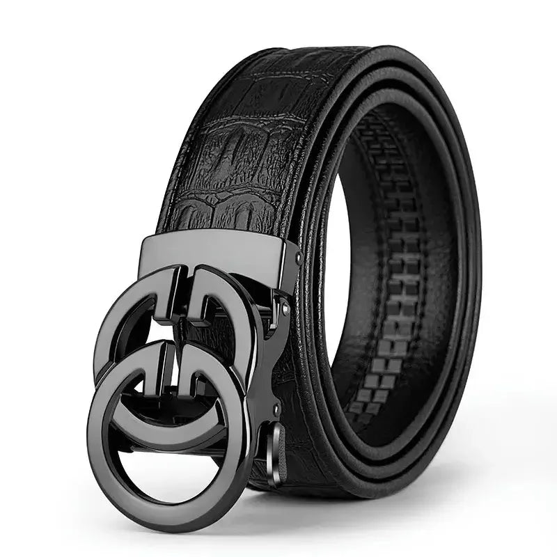 High Quality Genuine Leather Belt For Men's Luxury Automatic Metal Alloy Buckle Men's Waist Belt RELUX.STORE