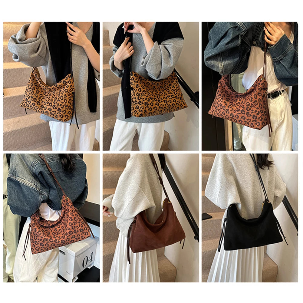 Women Suede Shoulder Bag Adjustable Strap Messenger Bag with Zipper Trendy Retro Handbag for Work Travel RELUX.STORE