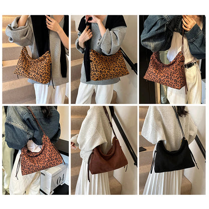 Women Suede Shoulder Bag Adjustable Strap Messenger Bag with Zipper Trendy Retro Handbag for Work Travel RELUX.STORE