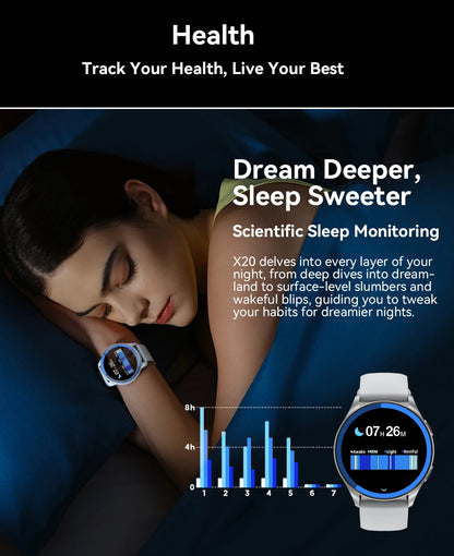 Blackview 2024 New Smartwatch X20 Watch AMOLED Display Hi-Fi Bluetooth Phone Calls Health and Fitness Tracking  for ISO Android