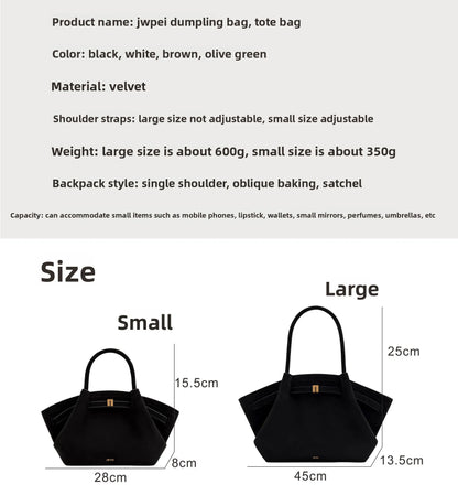 JW Pei Dumpling Bag Suede Shoulder Crossbody Underarm Bag Niche Design Fashion Handbag Tote Bag