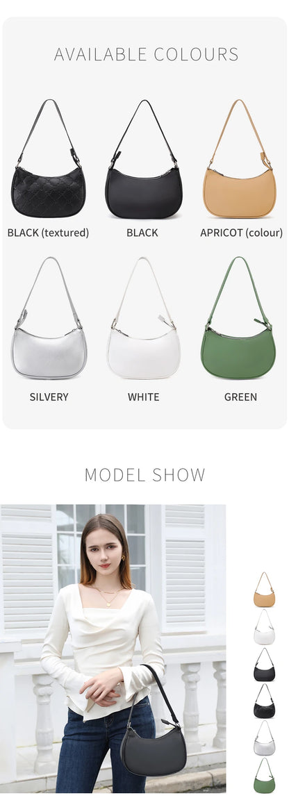 TINYAT Female Moon Bag Leather Shoulder Messenger Bag for Women Hand Bag Luxury Design Lightweight Party Ready Daily Use