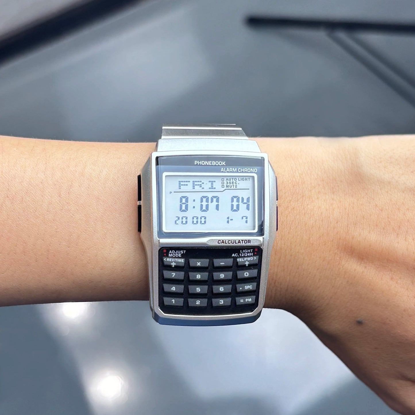 Computer Style Stainless Steel Strap Watch Men's Calculator Watch Multifunctional Led Watch Plastic Case Men's Watch Top Luxury