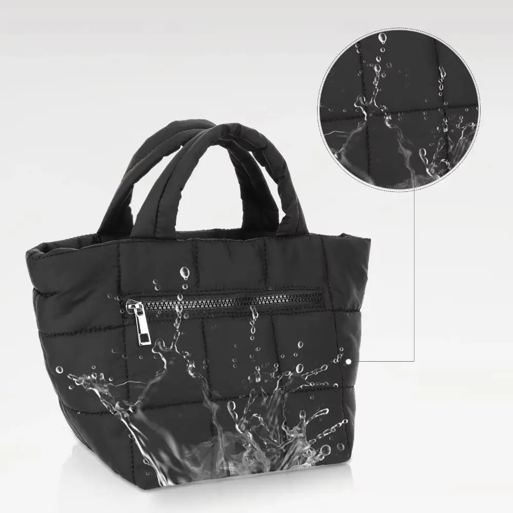 Adjustable Quilted Tote Bag Nylon Detachable Strap Puffer Bag Large Capacity with Zipper Crossbody Bag Travel
