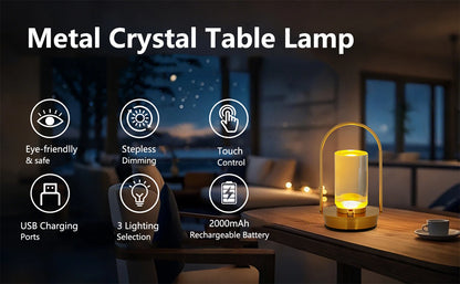 Table Lamp LED Touch Sensor Desktop Night Light Rechargeable Wireless Reading Lamp for Restaurant Hotel Bar Bedroom Decor Light