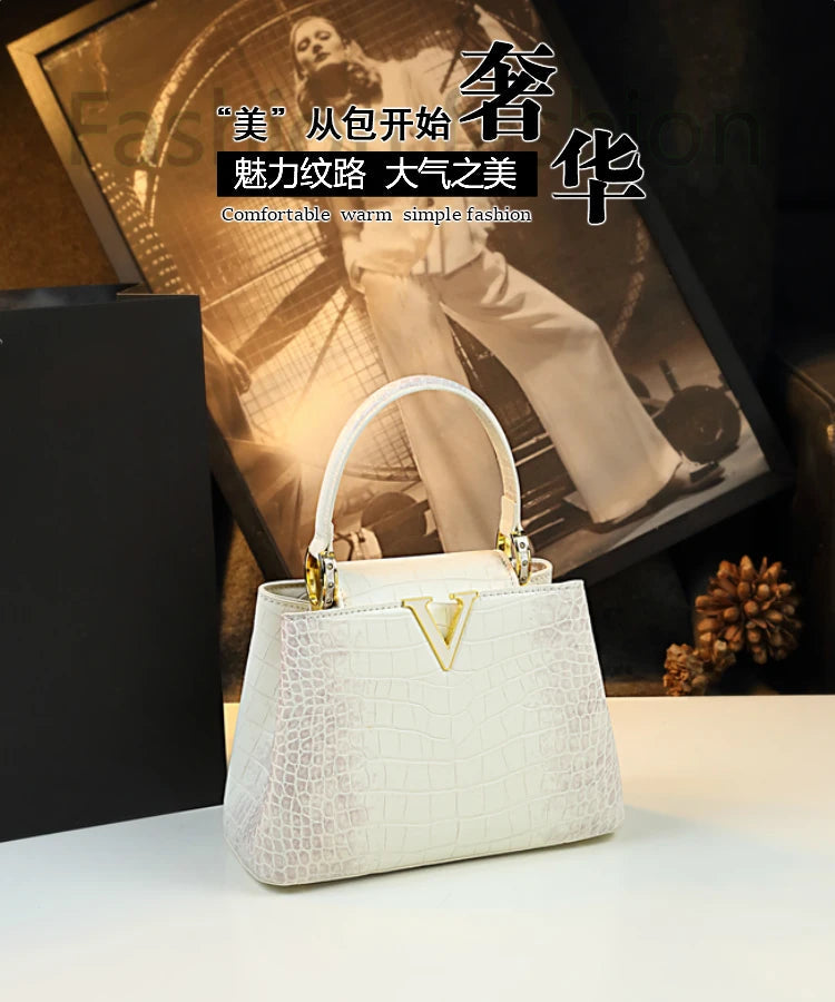 Luxury Fashion White Leather Women Handbags 2024 New Female Small Shoulder Messenger Bag Crossbody Portable Shell Bags RELUX.STORE