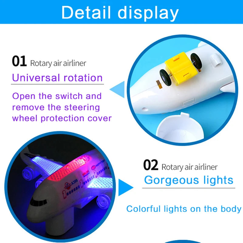 Electronic Aeroplane Toy with Music & Light Airplane Toy Electric Detachable Plane Toys Autopilot Automatic Obstacle Avoidance - RELUX.STORE
