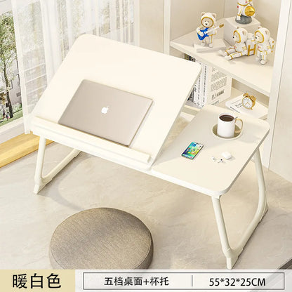 Foldable Bed Desk Adjustable Laptop Table with 5-Level Height Study Tray for Kids & Students Portable Nightstand for Dorm/Home