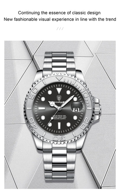 POEDAGAR Luxury Men Watch Business Quartz Man Clock Sports Waterproof Luminous Date Stainless Steel Men's Watches Male Reloj+box RELUX.STORE