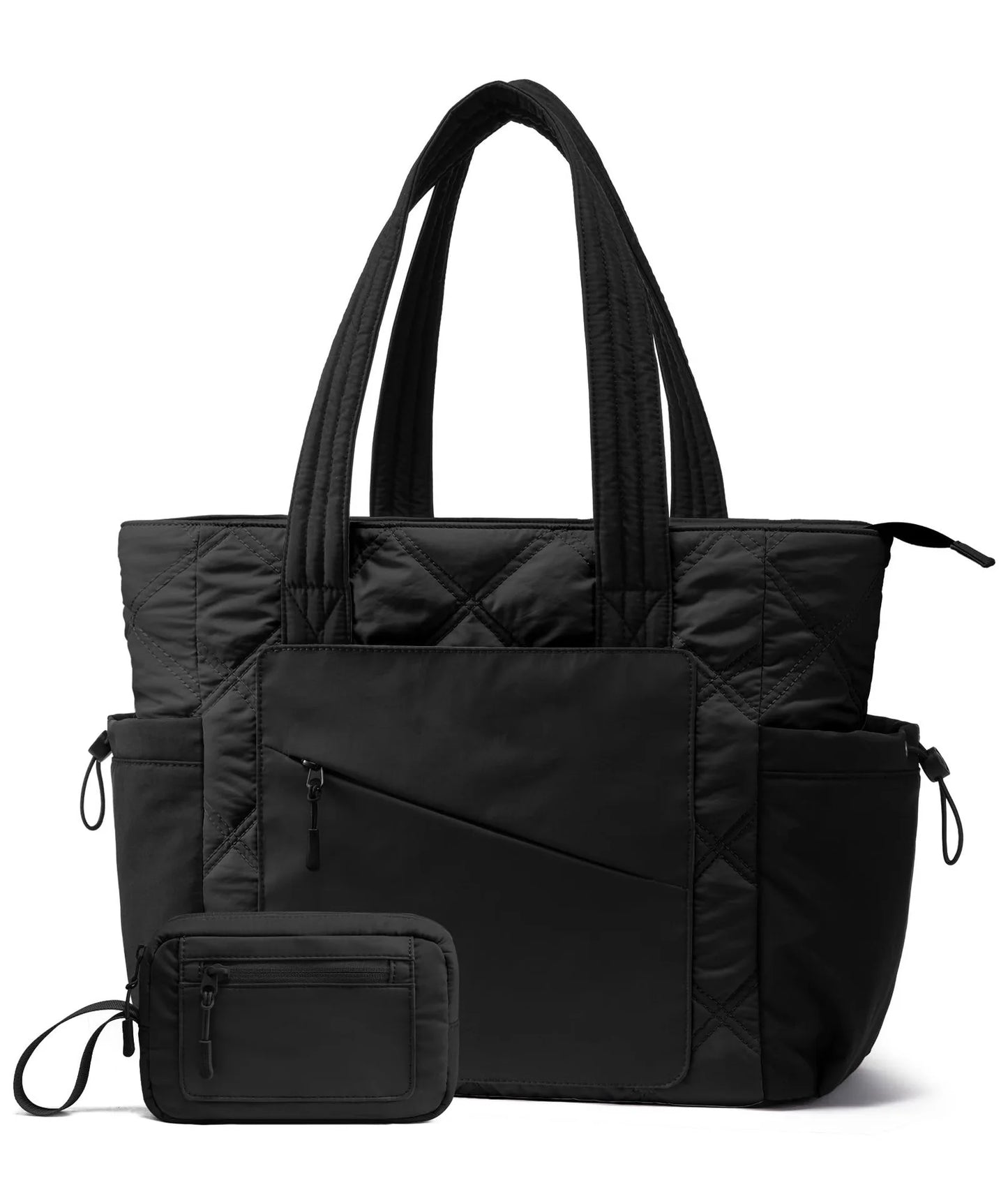 LOVEVOOK Tote Bag for Women, Puffer Bag and Work Bags with Zipper for Travel, Daily, School, Quilted Nurse Shoulder, 2pcs