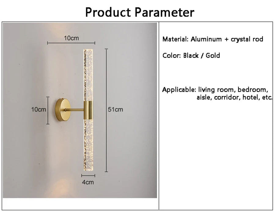 Nordic Bubbles Crystal Rod LED Wall Lamp Bedroom Bedside Living Room Wall Light Aisle Interior Home decoration AC85-265V
