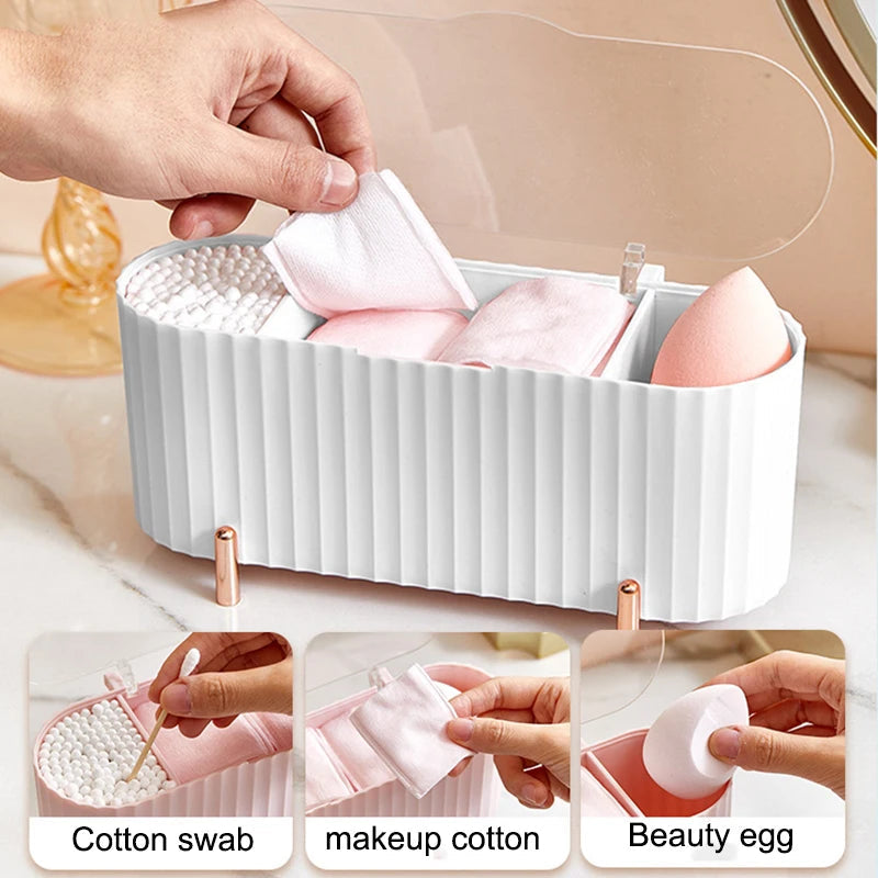 Cotton Swab Organizer Holder Cotton Pad Storage Box Transparent Remover Paper Makeup Box With Lid Dustproof Desktop Makeup RELUX.STORE