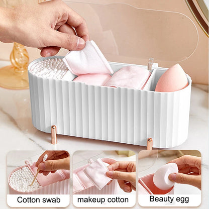 Cotton Swab Organizer Holder Cotton Pad Storage Box Transparent Remover Paper Makeup Box With Lid Dustproof Desktop Makeup RELUX.STORE