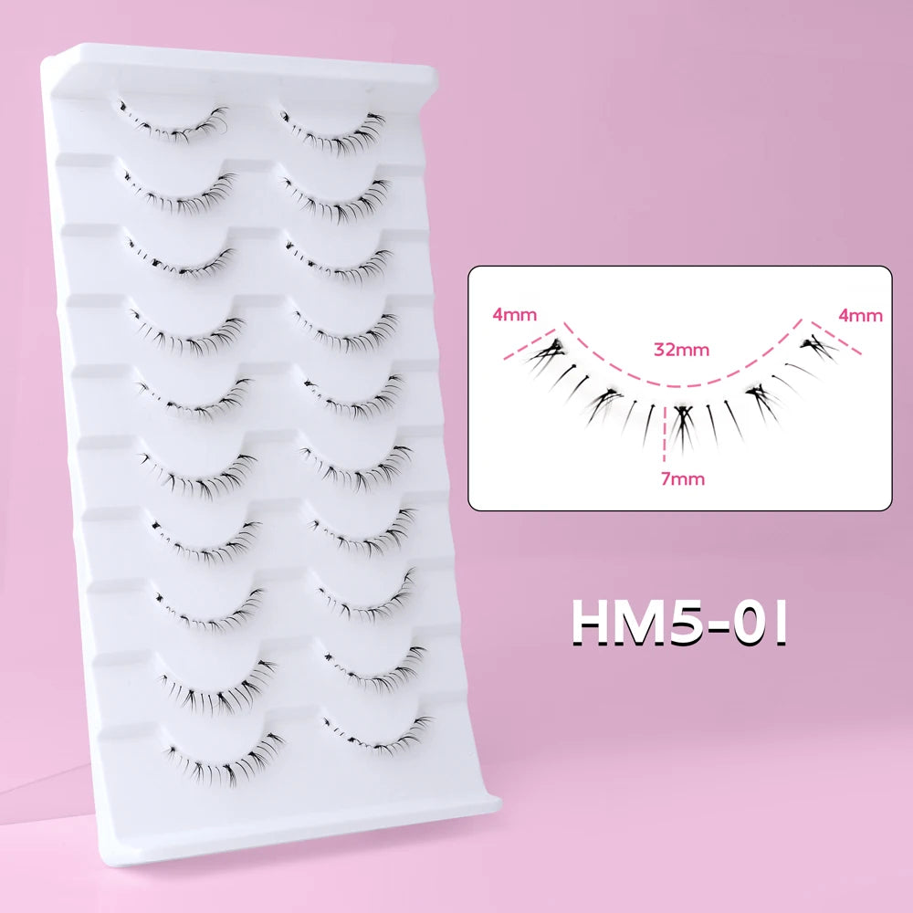 10Pairs Bottom Eyelashes Manga Lower Lashes Clear Band Wispy Small Flame Under Eye Lashes Korean Makeup Cosplay Tools RELUX.STORE