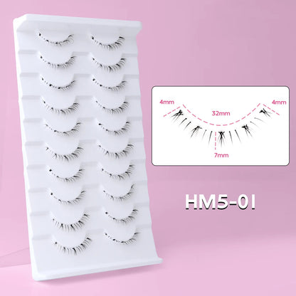 10Pairs Bottom Eyelashes Manga Lower Lashes Clear Band Wispy Small Flame Under Eye Lashes Korean Makeup Cosplay Tools RELUX.STORE