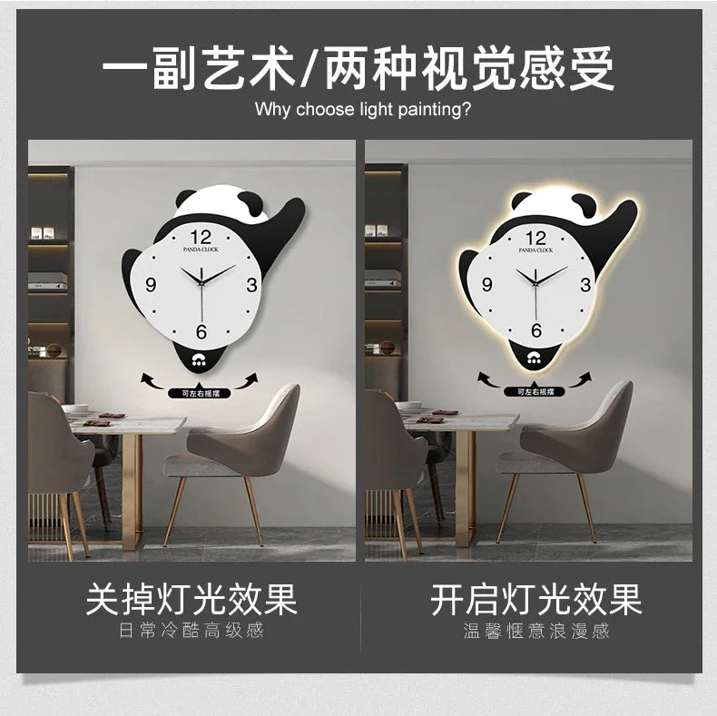 Panda Glowing Swinging Wall Clock HOT SALES