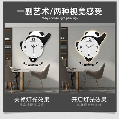 Panda Glowing Swinging Wall Clock HOT SALES