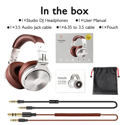 Oneodio Studio Wired Headphones Over Ear Hi-Res Audio Wired Headset With Microphone Studio DJ Stereo Headphones 3.5mm/6.35mm RELUX.STORE