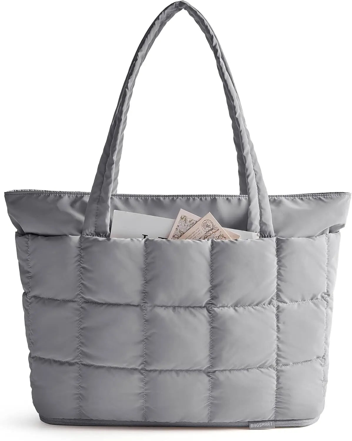 BAGSMART Expandable Tote Bag for Women, Puffer Work Tote Water-Resistant Quilted, Nurse and Carry-On Travel Gym Bag