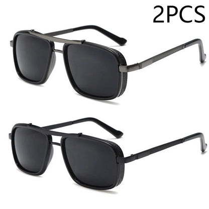 New Sunglasses Punk Sunglasses New Men's Square Uv400 Twin-beam Aviator Sunglasses RELUX.STORE