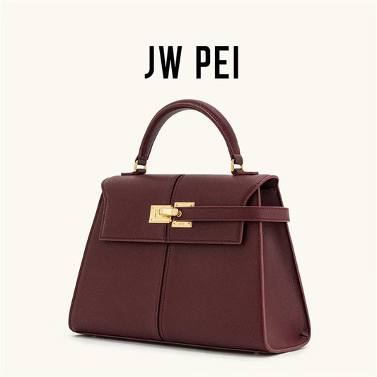 JW PEI Women's Handbag Elise Designer Fashion 2025 New Burgundy Handbag Large Square Crossbody Bag High-end Women's Bag RELUX.STORE