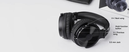 Oneodio Pro C Wireless Headphones 110H PlayTime, Bluetooth 5.2, Foldable Comfortable Fit, Deep Bass Stereo Earphones with Mic