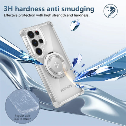 Rotating Magnetic Folding Stand Transparent Phone Case for Samsung S25 Edge S24 S23 Plus FE S21 Ultra Armor Shockproof Cover RELUX.STORE