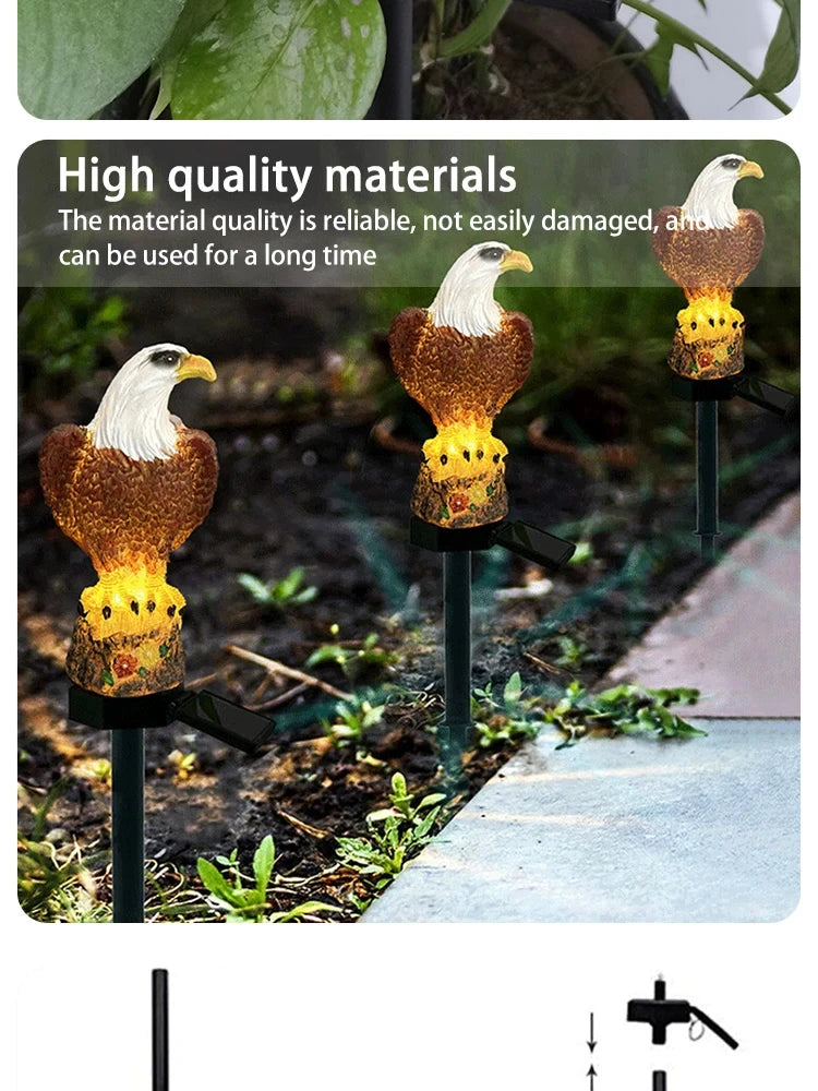 Solar Resin Eagle Lawn Lamp - Outdoor LED Ground Light, Patio & Garden Decorative Lamp