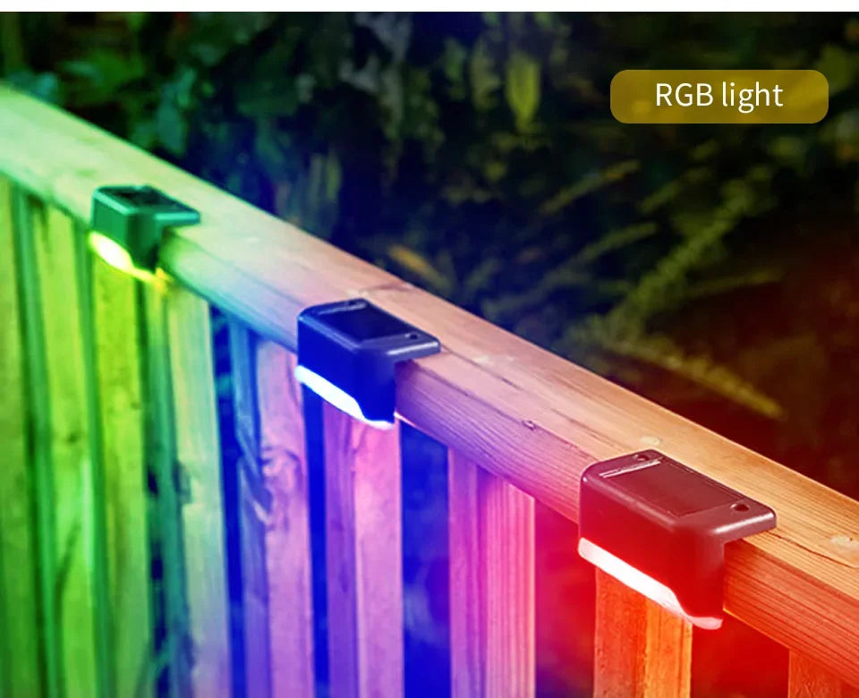 1-8 Pack Led Solar Step Lights Outdoor Fence Garden Lamp for Stairs Yard Patio Pathway Deck 3 Colors Waterproof RGB Sunlight RELUX.STORE