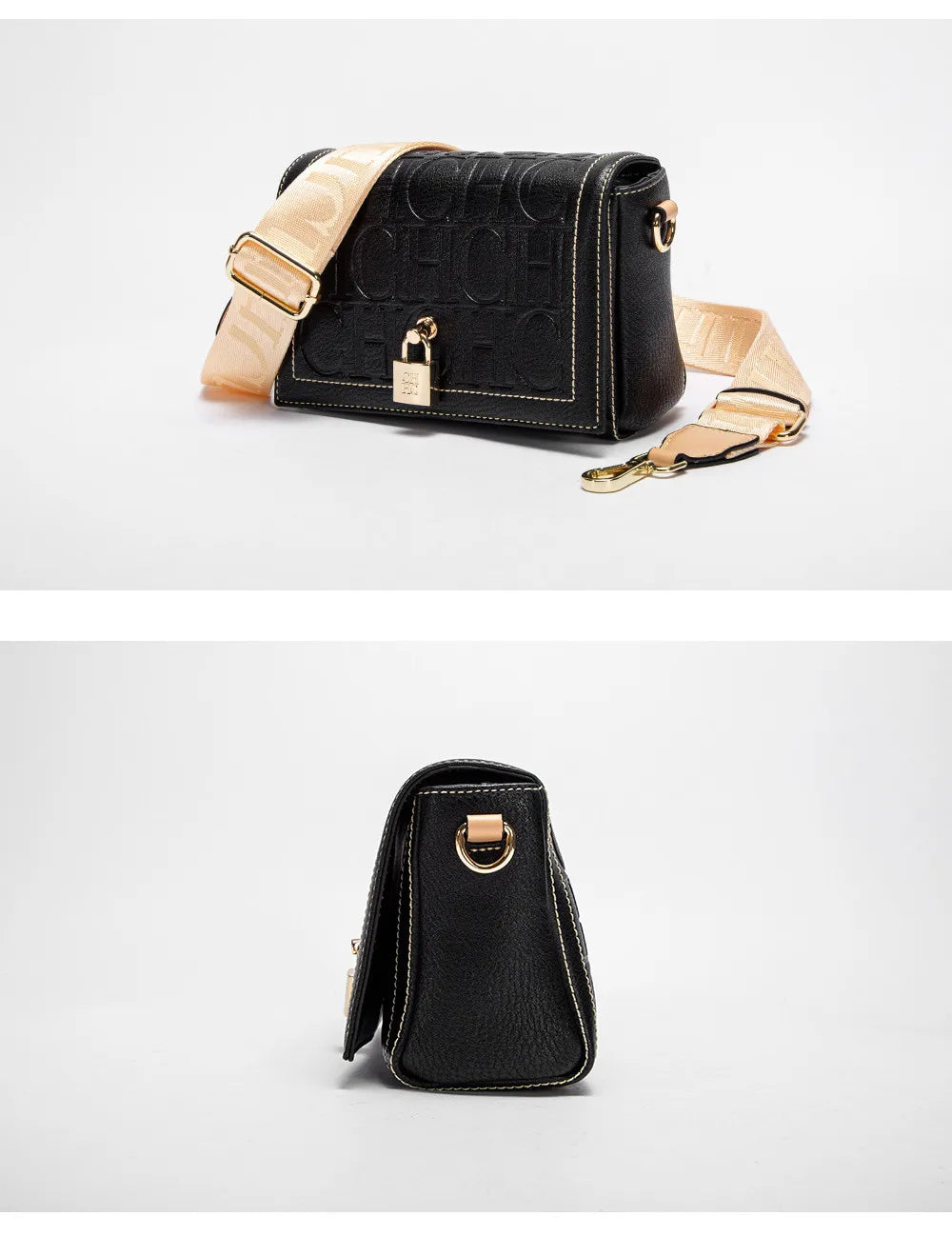 Fashion Design Model Metal Accessories Buckle Women's Shoulder Bag Luxury Brand 2025 Fashion Solid Colour Printed Head Bag RELUX.STORE