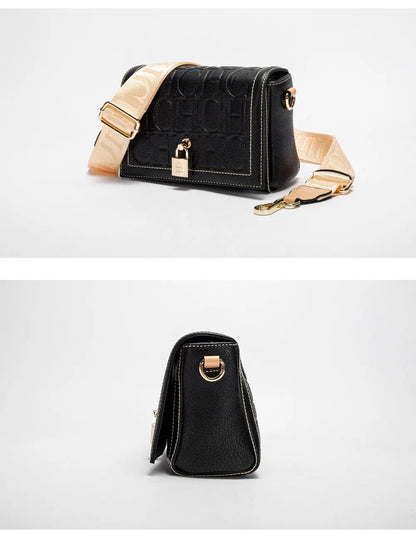 Fashion Design Model Metal Accessories Buckle Women's Shoulder Bag Luxury Brand 2025 Fashion Solid Colour Printed Head Bag RELUX.STORE