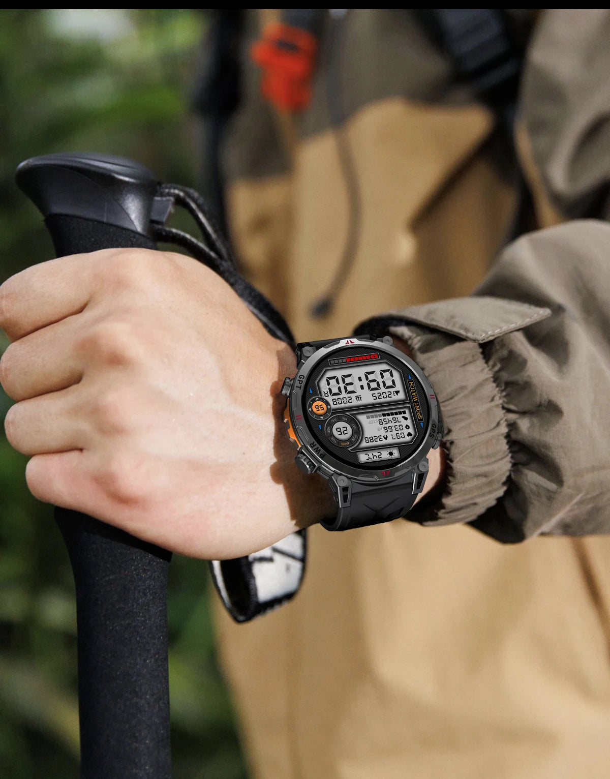 2025 New Military AMOLED HD SmartWatch 650Mah Battery GPS Compass 5ATM Waterproof Tactics 100+ Sport BT call Smart Watch For Men