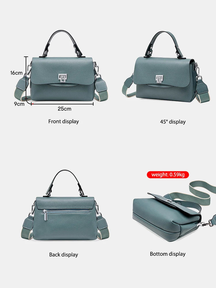 Zency Women's Genuine Leather Top-Handle Bag Simple Fashion Envelope Luxury Brand Shoulder Handbag Small Crossbody for Female RELUX.STORE