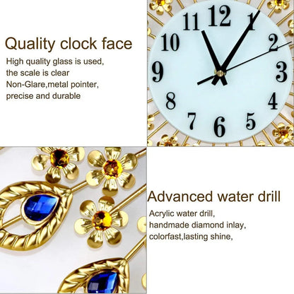 Wall Clocks Crystal Modern Elegant Design with Dial Arabic Numberals Non-Ticking Silent Shining Round Decorative Wall Clocks