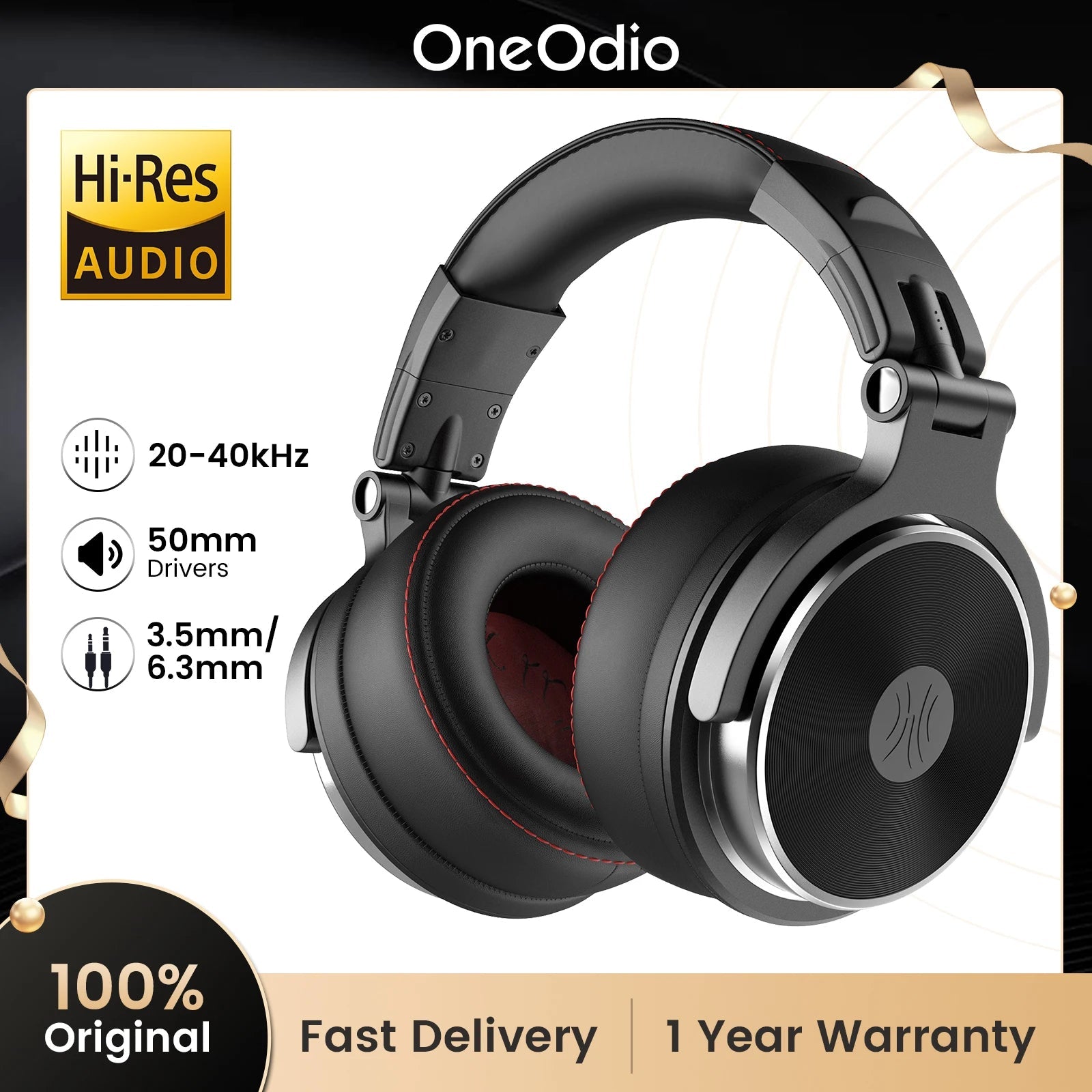 Oneodio Studio Wired Headphones Over Ear Hi-Res Audio Wired Headset With Microphone Studio DJ Stereo Headphones 3.5mm/6.35mm RELUX.STORE