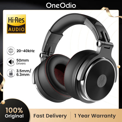 Oneodio Studio Wired Headphones Over Ear Hi-Res Audio Wired Headset With Microphone Studio DJ Stereo Headphones 3.5mm/6.35mm RELUX.STORE