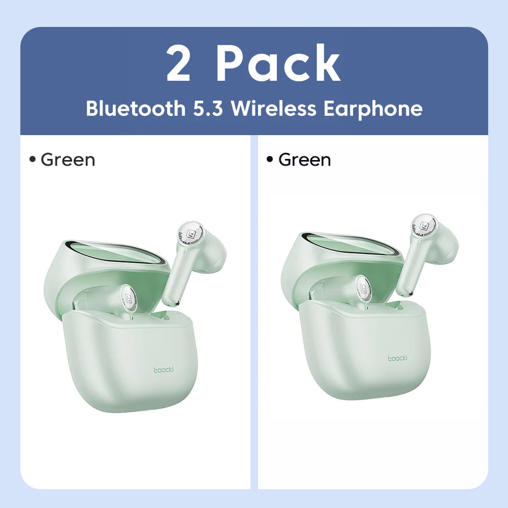 Toocki ENC Bluetooth 5.3 Headphones TWS HiFi Sound Stereo Earphones with Mic Wireless Waterproof In-Ear Headset for Mobile Phone RELUX.STORE