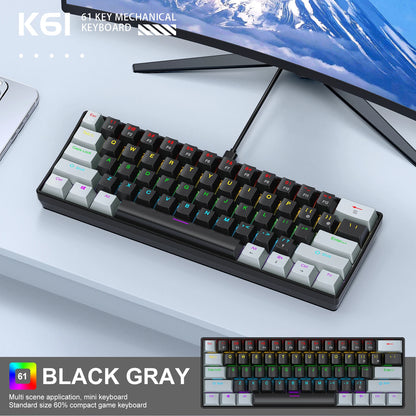 60% Portable Wired Mini Mechanical Keyboard, APAYADO K61 Mini Keyboard Wired,61 Keys Phantom RGB,Black,White,Red,Red/Blue Switch