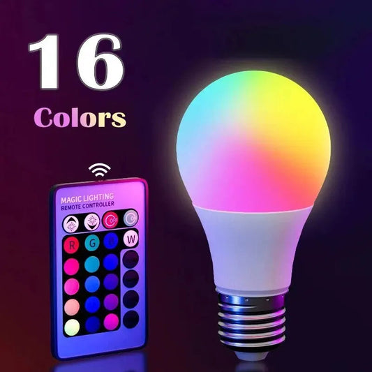 16 Colors RGB Bulb LED Multicolor Bulb E27 220V Household Lighting Dimmable 24 Key Remote Control Smart Lamp Atmosphere Light RELUX.STORE