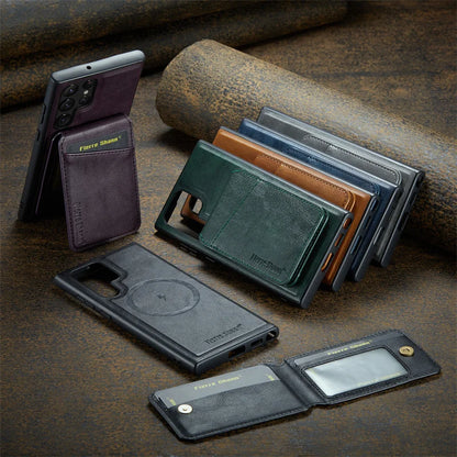 2 In 1 Magsafe Magnetic Leather Flip Phone Case for Samsung S25 S24 S23 S22 Ultra Plus FE Wallet Cover Cards Holder Pocket Cover