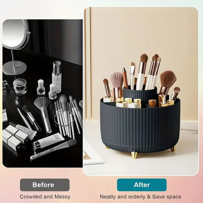 360° Rotating 5 Slot Makeup Brushes Holder Organizer Multi-Functional Desk Storage Cosmetics Storage for Vanity Desktop Bathroom RELUX.STORE
