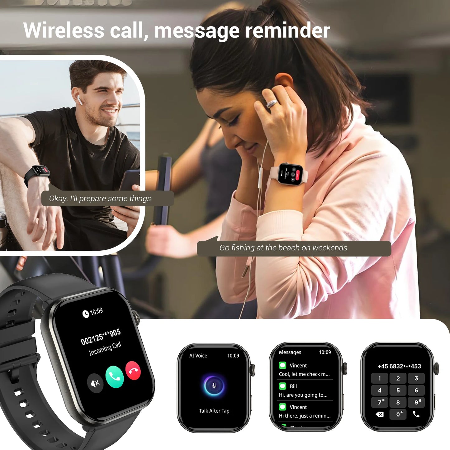 2025 Blackview R60 Bluetooth Call Smartwatch for Men Women 1.96'' AMOLED HD Screen Blood Oxygen Health Monitoring Fitness Watch