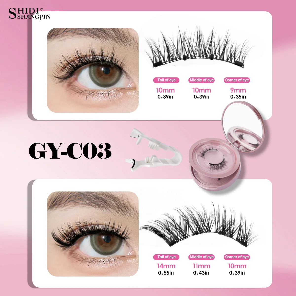 2 Pairs Magnetic Eyelash Natural Look Fluffy False Eyelashes Reusable Magnetic Eyelash Set with Applicator No Glue Need Makeup RELUX.STORE