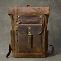 High Quality Fashion Genuine Leather Backpack Men Bagpack Student School Bag Backpack daily male Rucksack large Knapsack Black