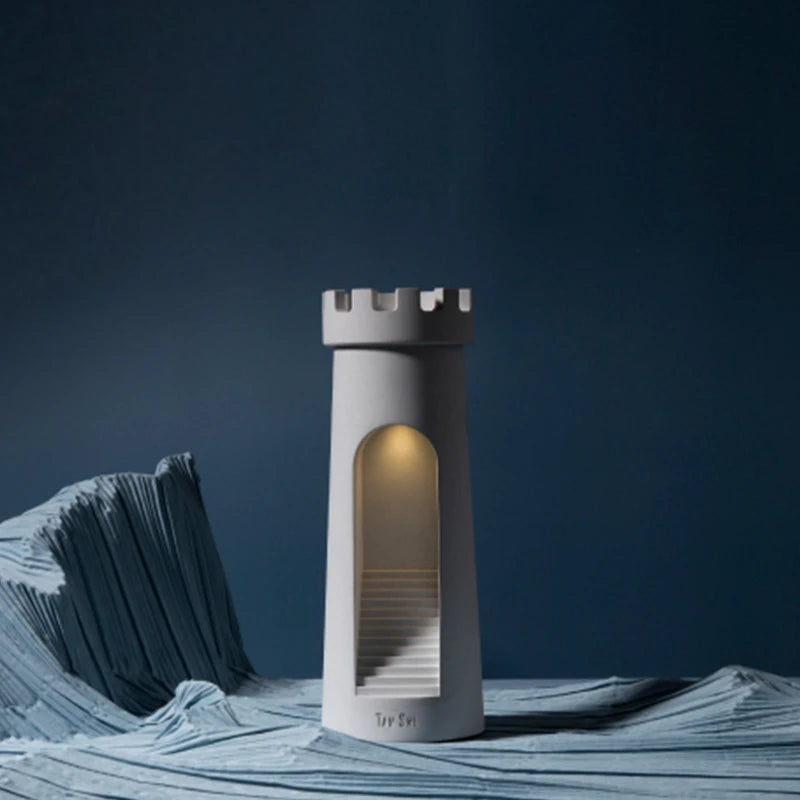 Lighthouse Eye Protection Sleep Atmosphere Simple Table Lamp Creative Gift Bedroom Touch Nightlight USB Bedside Lamp Cement Lamp
