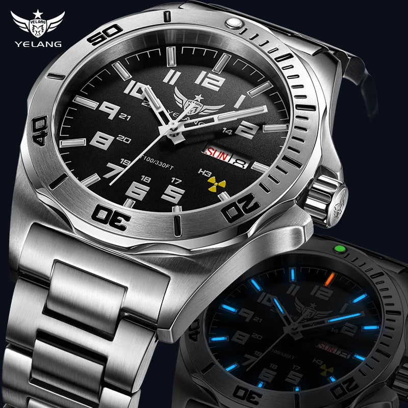 Yelang V1019 Brand 44MM Men Watch NH36 100M PROFESSIONAL WATERPROOF Deep Diving Mechanical Automatic Watch Sapphire Lens Reloj