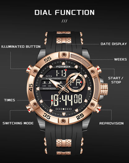 New Original FOXOBOX Brand Luxury Men Watch Military Analog Digital Watches For Men Fashion Sport Waterproof Quartz Chronograph