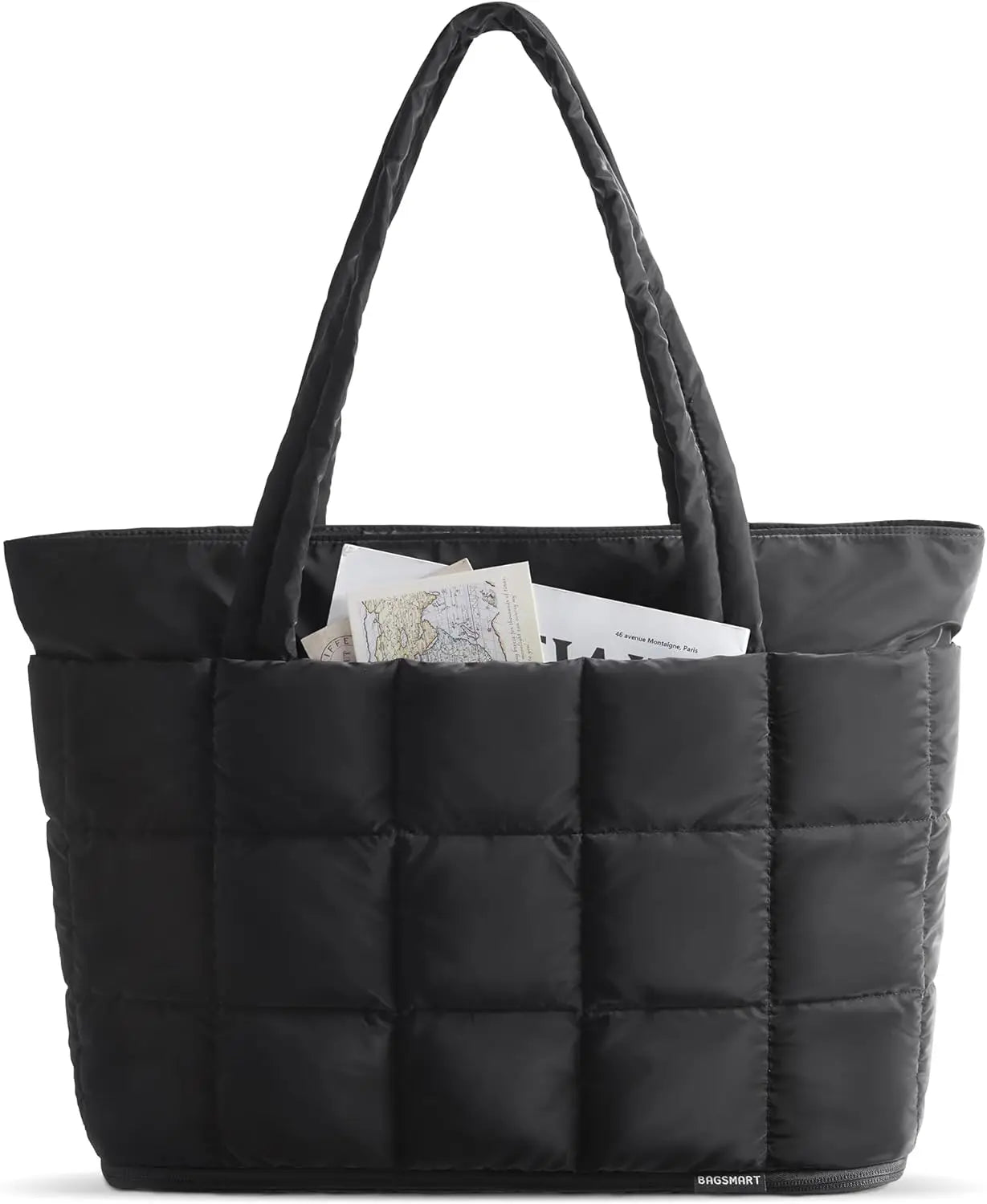 BAGSMART Expandable Tote Bag for Women, Puffer Work Tote Water-Resistant Quilted, Nurse and Carry-On Travel Gym Bag