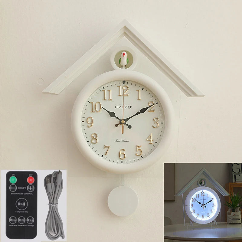 Luminous Wall Clock Luxury Cuckoo Clocks Led Watch Retro Table Clock Bedroom Silent Living Room Decoration Elegant Room Ornament RELUX.STORE